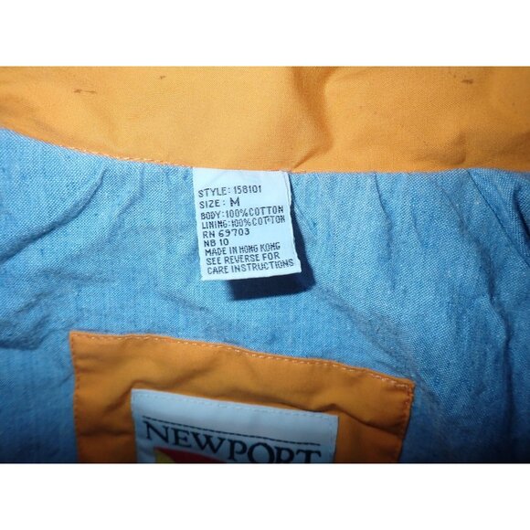 Vintage‎ Newport Blue Nautical Rain Windbreaker Jacket Mens M Yellow Zip Y2K - Picture 8 of 8